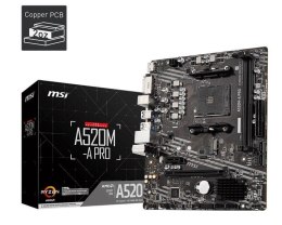 Płyta MSI A520M-A PRO /AMD A520/DDR4/SATA3/M.2/USB3.1/PCIe3.0/AM4/mATX MSI