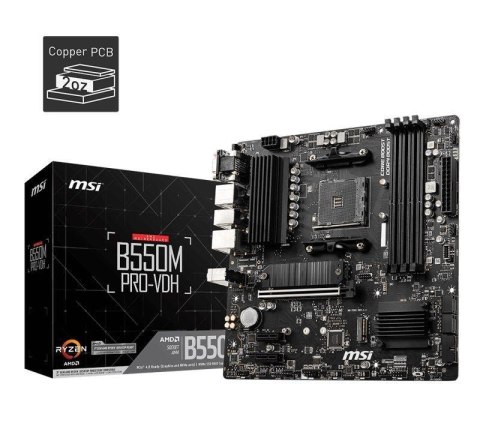Płyta MSI B550M PRO-VDH /AMD B550/DDR4/SATA3/M.2/USB3.1/PCIe4.0/AM4/mATX MSI