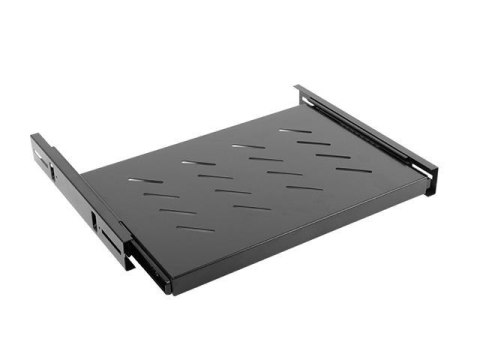Półka do szaf wysuwana 19" 600mm czarna Lanberg (1U 465X350mm udźwig do 60kg, montaż 4-punktowy) LANBERG