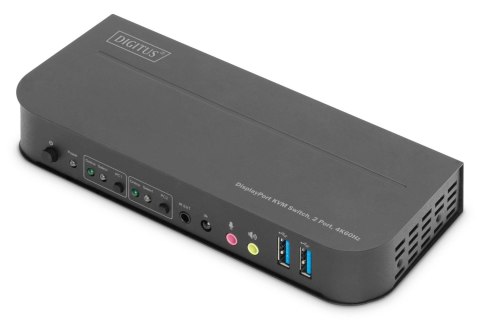 Przełącznik KVM DIGITUS 2 portowy DisplayPort do 1 port DP/HDMI 4K 60Hz 2xUSB audio Digitus Przełącznik KVM DIGITUS 2 portowy DisplayPort do 1 port DP/HDMI 4K 60Hz 2xUSB audio Digitus