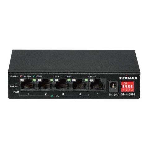 Switch niezarządzalny Edimax GS-1105PE 4x GbE PoE + 1x GbE Port Edimax Technology Switch niezarządzalny Edimax GS-1105PE 4x GbE PoE + 1x GbE Port Edimax Technology