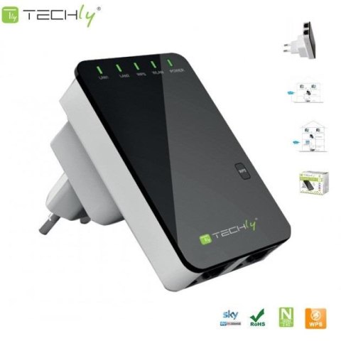 Wzmacniacz sygnału Wi-Fi Techly I-WL-REPEATER2 N300 Wall-Plug Techly