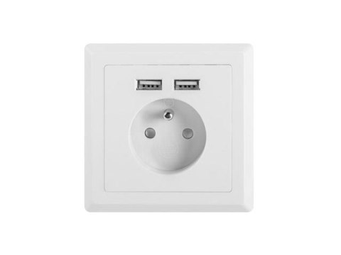 Gniazdo podtynkowe Lanberg 230V pojedyncze + 2x USB 2.1 A francuskie LANBERG Gniazdo podtynkowe Lanberg 230V pojedyncze + 2x USB 2.1 A francuskie LANBERG