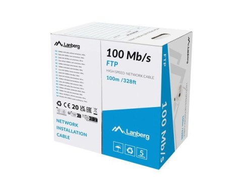 Kabel FTP Lanberg 100Mb/s 100m linka CCA szary LANBERG