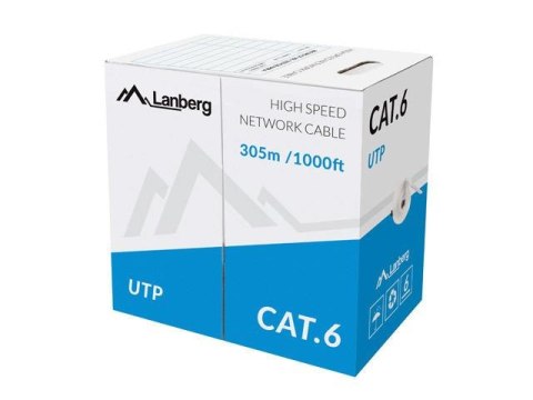 Kabel UTP Lanberg kat. 6 305m drut CU szary LANBERG Kabel UTP Lanberg kat. 6 305m drut CU szary LANBERG