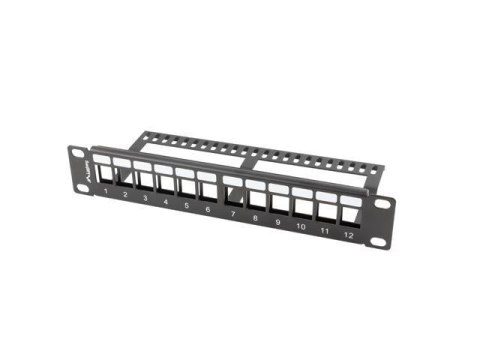 Patch panel pusty Lanberg 12 port 1U 10" z organizerem do modułów keystone czarny LANBERG Patch panel pusty Lanberg 12 port 1U 10" z organizerem do modułów keystone czarny LANBERG