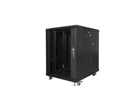Szafa instalacyjna Rack stojąca 19" 15U 600x800 czarna Lanberg (flat pack) LANBERG Szafa instalacyjna Rack stojąca 19" 15U 600x800 czarna Lanberg (flat pack) LANBERG