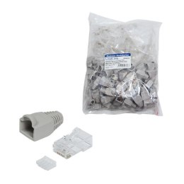Wtyk RJ45 CAT.6 UTP LogiLink MP0023 z osłonką, szary 100szt LogiLink