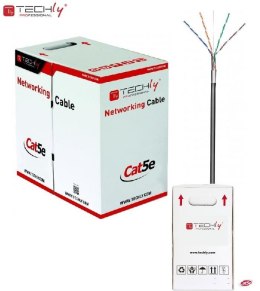 Kabel instalacyjny TechlyPro skrętka Cat5e F/UTP drut CCA zewnętrzna 305m, czarny Techly