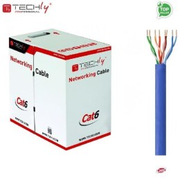 Kabel instalacyjny TechlyPro skrętka Cat6 UTP 4x2 drut CCA 305m, niebieski Techly
