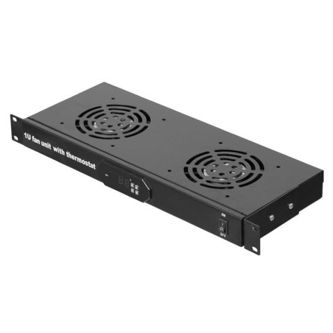 Panel wentylacyjny Netrack 19" 2F z przewodem i termostatem, czarny NETRACK Panel wentylacyjny Netrack 19" 2F z przewodem i termostatem, czarny NETRACK