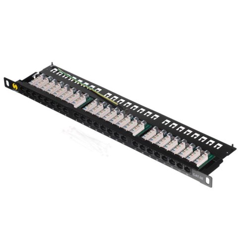 Patch panel 19'' Netrack 24-porty kat. 5e UTP, 0,5U/1U z półką NETRACK Patch panel 19'' Netrack 24-porty kat. 5e UTP, 0,5U/1U z półką NETRACK