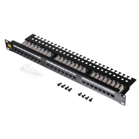 Patch panel 19'' Netrack 24-porty kat. 6 UTP, z półką NETRACK Patch panel 19'' Netrack 24-porty kat. 6 UTP, z półką NETRACK