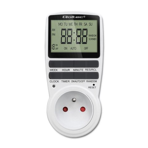 Programator czasowy Qoltec elektroniczny PC0628 | 3680W | 16A | LCD Qoltec