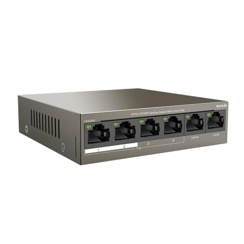 Switch niezarządzalny Tenda TEF1106P 4-port Ethernet Switch 10/100 Mb/s PoE 63W Tenda Switch niezarządzalny Tenda TEF1106P 4-port Ethernet Switch 10/100 Mb/s PoE 63W Tenda