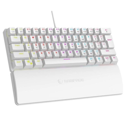 Klawiatura przewodowa Rampage PLOWERK60 gamingowa mechaniczna Blue Switch Rainbow LED biała Rampage Klawiatura przewodowa Rampage PLOWERK60 gamingowa mechaniczna Blue Switch Rainbow LED biała Rampage