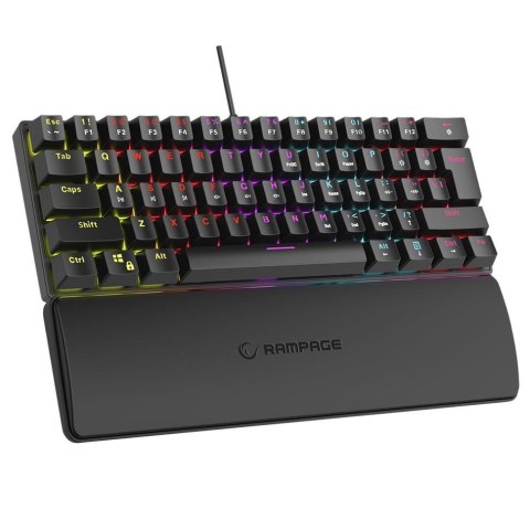 Klawiatura przewodowa Rampage PLOWERK60 gamingowa mechaniczna Blue Switch Rainbow LED czarna Rampage Klawiatura przewodowa Rampage PLOWERK60 gamingowa mechaniczna Blue Switch Rainbow LED czarna Rampage