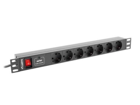 Listwa zasilająca Lanberg do RACK 1U 10A PDU 7x Schuko 2m czarna LANBERG