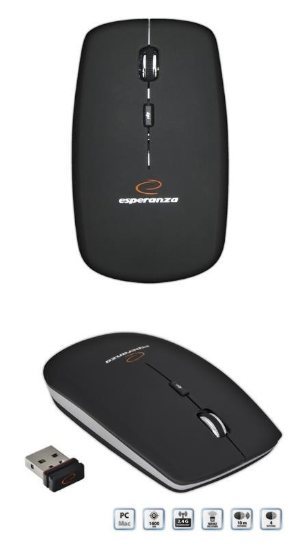 Mysz bezprzewodowa Esperanza SATURN EM120K optyczna czarna ESPERANZA Mysz bezprzewodowa Esperanza SATURN EM120K optyczna czarna ESPERANZA