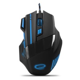 Mysz przewodowa Esperanza MX201 Wolf optyczna Gaming 7D USB czarno-niebieska ESPERANZA