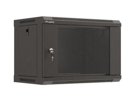 Szafa instalacyjna Rack wisząca 19" 6U 540x350 czarna Drzwi przeszklone Lanberg (flat pack) LANBERG Szafa instalacyjna Rack wisząca 19" 6U 540x350 czarna Drzwi przeszklone Lanberg (flat pack) LANBERG