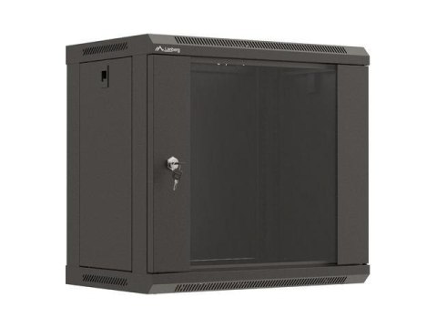 Szafa instalacyjna Rack wisząca 19" 9U 540x350 czarna Drzwi przeszklone Lanberg (flat pack) LANBERG Szafa instalacyjna Rack wisząca 19" 9U 540x350 czarna Drzwi przeszklone Lanberg (flat pack) LANBERG