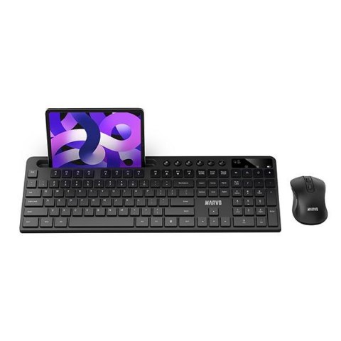 Zestaw bezprzewodowy klawiatura + mysz Marvo KC411W BK niski profil klawiszy Marvo Zestaw bezprzewodowy klawiatura + mysz Marvo KC411W BK niski profil klawiszy Marvo