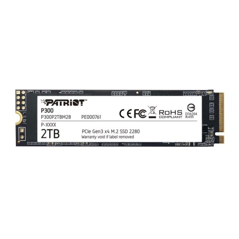 Dysk SSD Patriot P300 2TB M.2 2280 PCIe Gen3 x4 NVMe (2100/1650 MB/s) Patriot Memory