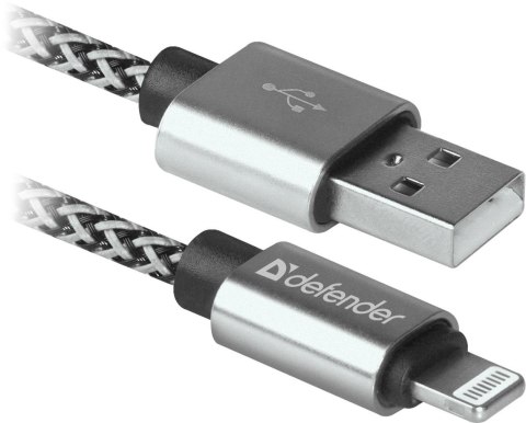 Kabel USB Defender USB-LIGHTNING 1m 2,1A biało-czarny Defender