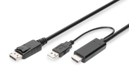 Kabel adapter DIGITUS HDMI 4K 30Hz zasilanie USB A na DisplayPort 2m Digitus