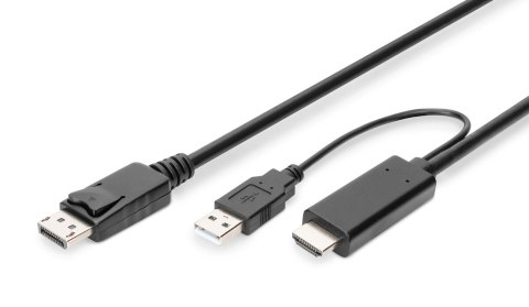 Kabel adapter DIGITUS HDMI 4K 30Hz zasilanie USB A na DisplayPort 2m Digitus Kabel adapter DIGITUS HDMI 4K 30Hz zasilanie USB A na DisplayPort 2m Digitus