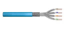 Kabel teleinformatyczny instalacyjny DIGITUS kat.6A, S/FTP, Eca, drut, AWG 23/1, LSOH, 100m, niebieski, ofoliowany Digitus