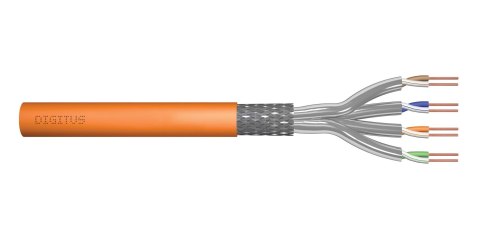 Kabel teleinformatyczny instalacyjny DIGITUS kat.7, S/FTP, Dca, drut, AWG 23/1, LSOH, 50m, pomarańczowy, ofoliowany Digitus
