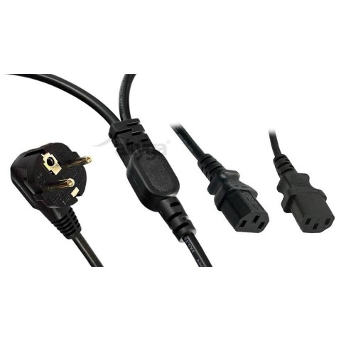 Kabel zasilający Akyga AK-PC-04A CEE 7/7 2xC13 250V/50Hz 1,8m czarny AKYGA