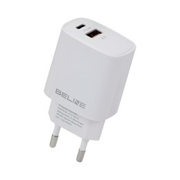 Ładowarka sieciowa Beline 20W 1xUSB-C + 1xUSB PD 3.0 QC 3.0 bez kabla - biała Beline