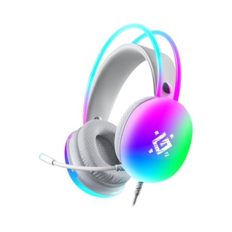 Słuchawki z mikrofonem Defender IGNIS podświetlane Gaming USB RGB białe + GRA Defender