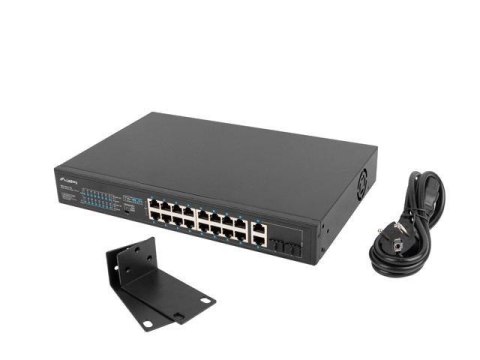 Switch niezarządzalny Lanberg 16x 100Mb PoE+/2x Combo Rack 19" Gigabit Ethernet 150W LANBERG Switch niezarządzalny Lanberg 16x 100Mb PoE+/2x Combo Rack 19" Gigabit Ethernet 150W LANBERG