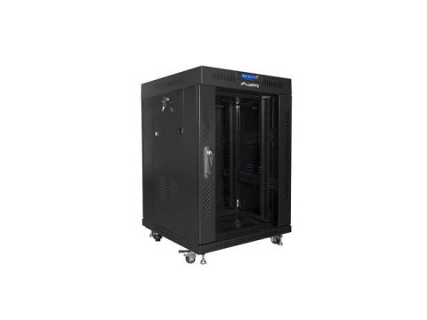 Szafa instalacyjna Rack stojąca 19" 15U 600x600 czarna drzwi szklane LCD Lanberg (flat pack) LANBERG Szafa instalacyjna Rack stojąca 19" 15U 600x600 czarna drzwi szklane LCD Lanberg (flat pack) LANBERG