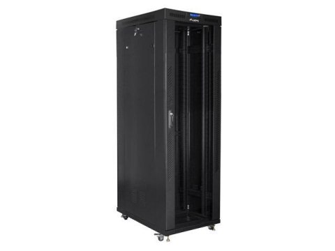 Szafa instalacyjna Rack stojąca 19" 42U 800x1000 czarna drzwi szklane LCD Lanberg (flat pack) LANBERG Szafa instalacyjna Rack stojąca 19" 42U 800x1000 czarna drzwi szklane LCD Lanberg (flat pack) LANBERG