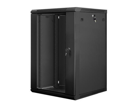 Szafa instalacyjna Rack wisząca 19" 18U 600x600 czarna Lanberg (flat pack) LANBERG