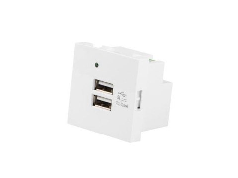 Gniazdo Lanberg 45x45 ładowarka 2x USB 2.1A białe LANBERG Gniazdo Lanberg 45x45 ładowarka 2x USB 2.1A białe LANBERG