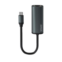 Kabel adapter Savio AK-56 USB-C 3.1 męski do RJ-45 0,18m szary Savio