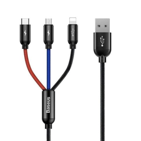Kabel przewód USB 3w1 - USB-C, Lightning, micro USB 120cm Baseus CAMLT-BSY01 do 3.5A Baseus