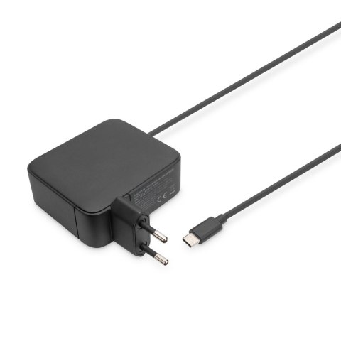 Ładowarka sieciowa DIGITUS zasilacz 1x USB-C PD 3.0 max. 100W GaN zintegrowany kabel 1,2m czarna Digitus