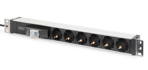 Listwa zasilająca DIGITUS PDU 19" RACK 6xSchuko kabel 2m 1xSchuko 16A wł./wył. nadmiarowo-prądowy alu. Digitus Listwa zasilająca DIGITUS PDU 19" RACK 6xSchuko kabel 2m 1xSchuko 16A wł./wył. nadmiarowo-prądowy alu. Digitus