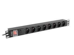Listwa zasilająca Lanberg do RACK 1U 16A PDU 8x PL 2m czarna LANBERG