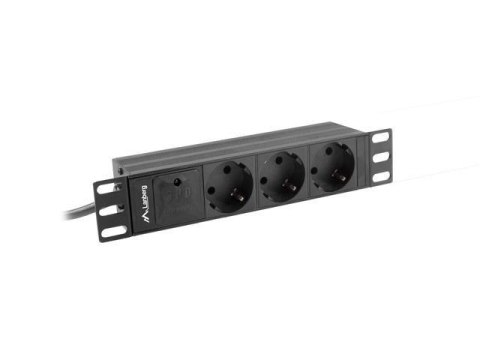 Listwa zasilająca Lanberg do szaf 10" 1U 16A PDU 3x Schuko 2m czarna LANBERG