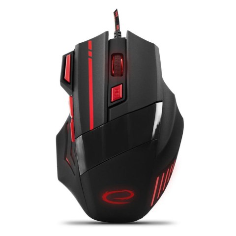Mysz przewodowa Esperanza MX201 Wolf optyczna Gaming 7D USB czarno-czerwona ESPERANZA