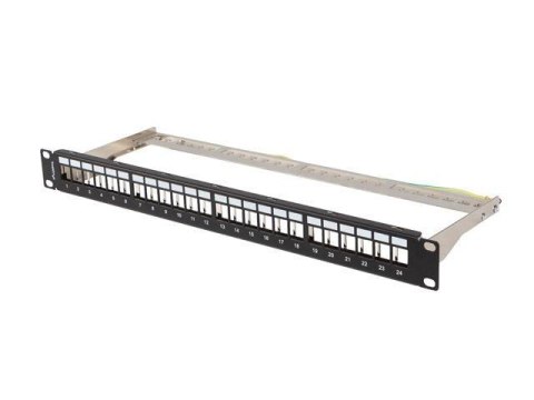 Patch panel pusty Lanberg PPKS-0924-B 24 port 1U 19" do modułów keystone czarny LANBERG Patch panel pusty Lanberg PPKS-0924-B 24 port 1U 19" do modułów keystone czarny LANBERG
