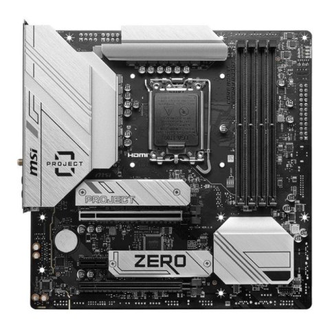 Płyta MSI B760M PROJECT ZERO /B760/DDR5/SATA3/M.2/USB3.2/WiFi/BT/PCIe5.0/s.1700/mATX MSI Płyta MSI B760M PROJECT ZERO /B760/DDR5/SATA3/M.2/USB3.2/WiFi/BT/PCIe5.0/s.1700/mATX MSI